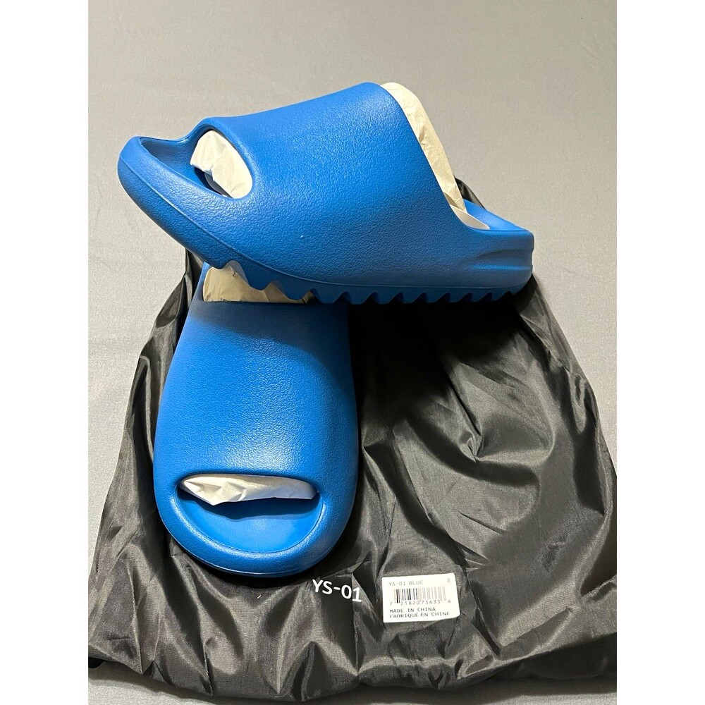 YS-01 Men's Blue Slide Sandals Slip On Cushioned Lightweight US Size 8